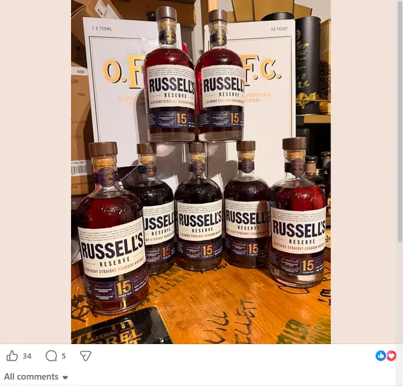 A bottle listing posted inside the Fuller Shelf network