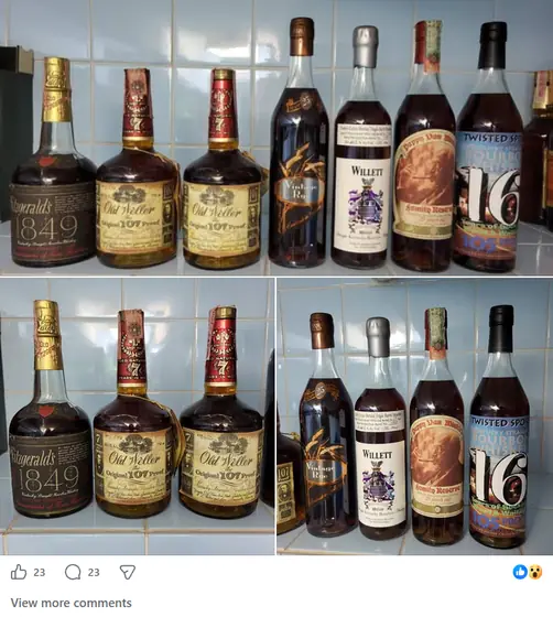 A bottle listing posted inside the Fuller Shelf network