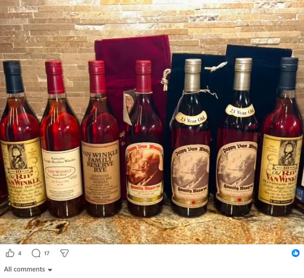 A bottle listing posted inside the Fuller Shelf network