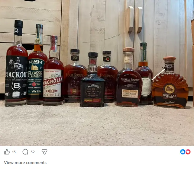 A bottle listing posted inside the Fuller Shelf network