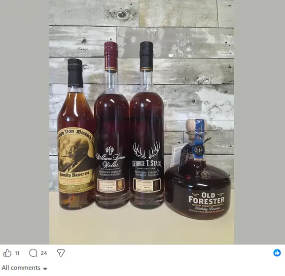 A bottle listing posted inside the Fuller Shelf network