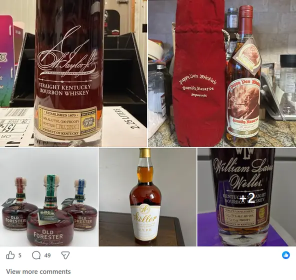A bottle listing posted inside the Fuller Shelf network
